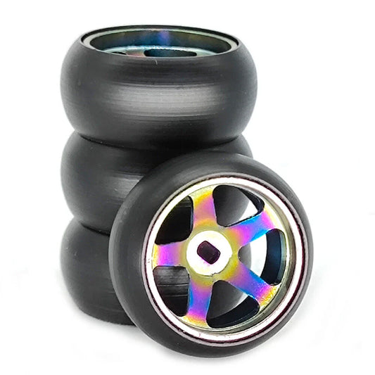 4PCS Drift Tires Wheels Metal Rims for Wltoys Mini-Q 1/28 K969 K989 P939 284131 On-Road RC Cars Vehicles Models Spare Parts D Versions