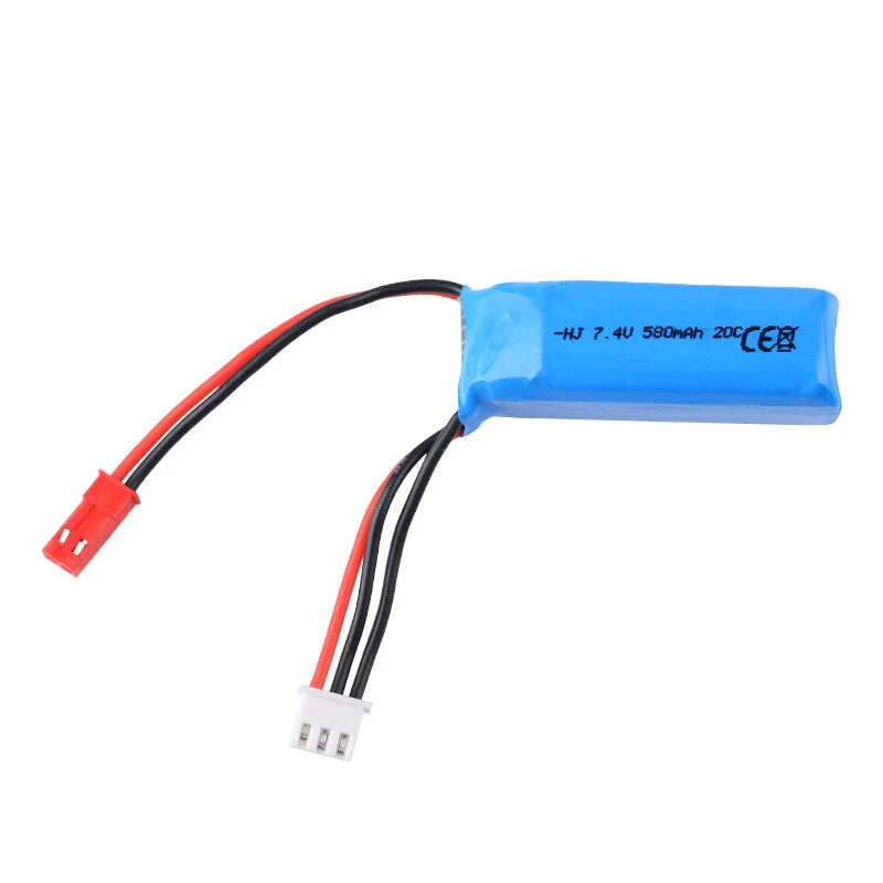 7.4V 580mAh 20C 2S LiPo Battery JST Plug for Mini-Q Mosquito Car WLtoys K989 K969 1/28 Remote Control Car
