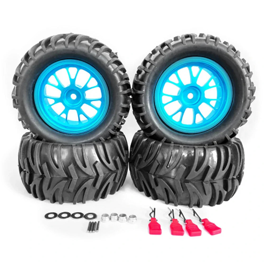 4PCS Upgrade Larger 75mm/82mm Tires Wheels Metal Rims 12mm Hex for Wltoys 144001 144010 124018 124019 RC Car Vehicles Parts