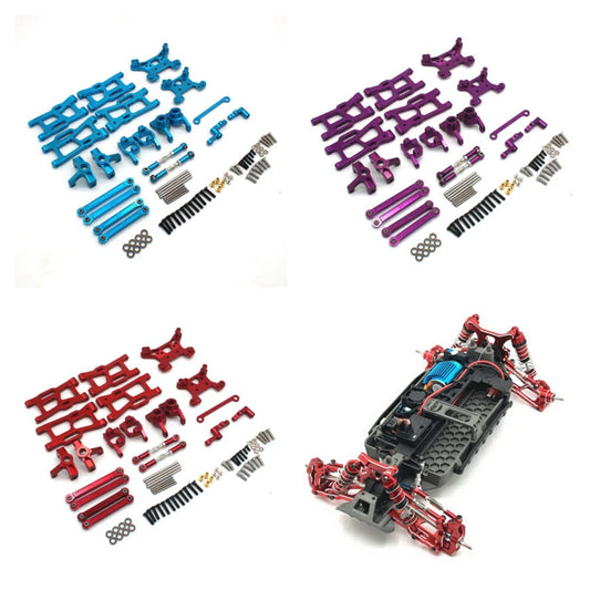 Upgraded Metal Parts Front Rear Suspension Arms Steering Cups C Hubs Rear Wheel Seats Set for Wltoys 124008 124010 1/12 RC Cars Vehicles Models Spare Accessories