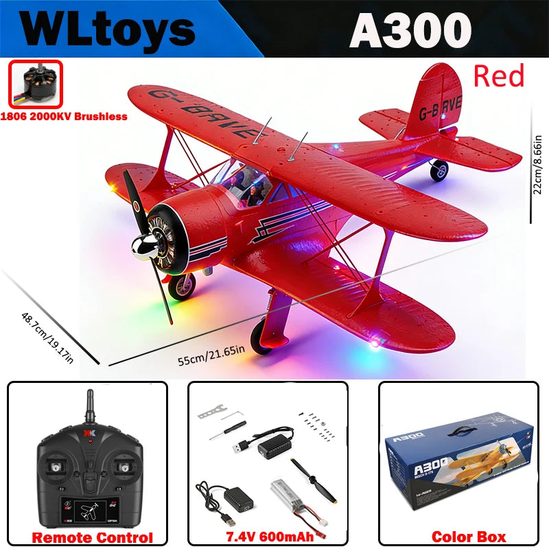 WLtoys A300 RC Airplane Beech D17S Biplane – Brushless 3D/6G
