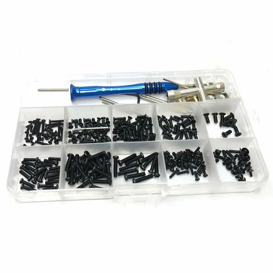 300pcs M2 M2.5 M3 Screw Fastener Kit Cross Sleeve Hex Wrench Swing Arm Pin Screws for Wltoys 144001 144010 124016 124017 124019 RC Car Parts