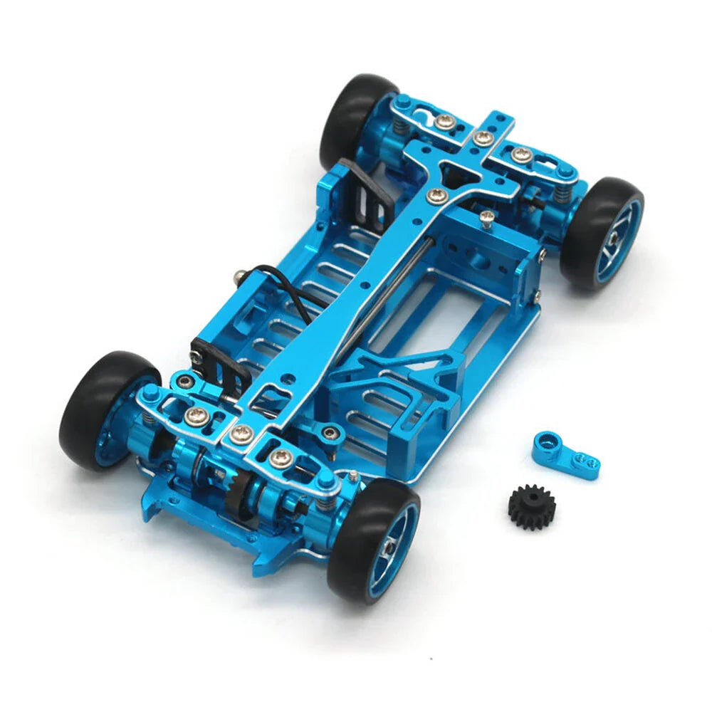 JXMJ CNC Metal 1/28 RC Car Frame Mosquito Drift Racing Car for Wltoys 284161 284010 284131 K969 K989 MINI-Q Accessories Parts