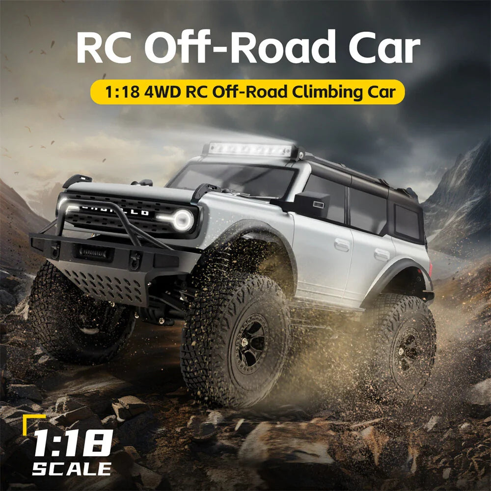 Wltoys 184023 RTR 1/18 2.4G 4WD RC Car Rock Crawler Off-Road Climbing Truck Full Proportional Remote Control LED Light Portal Axle Mechanical Gear Shifting Two Speed Metal Wheel Hub Vehicles Models Toys