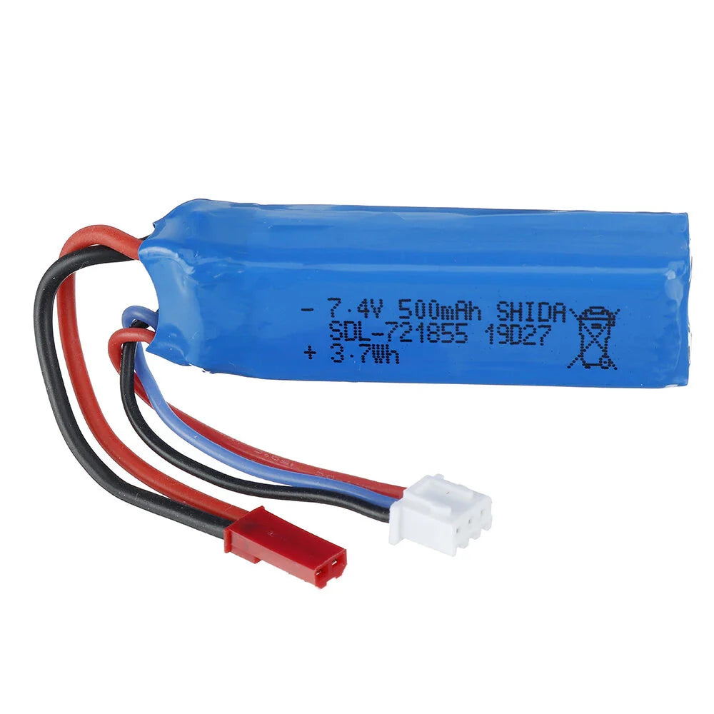 Wltoys 7.4V 500mAh 20C 2S Li-ion Battery JST Plug A202-61 for A202 A212 A222 A232 A242 A252 1/24 RC Car Vehicles