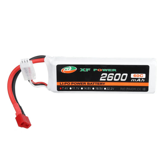 XF POWER 7.4V 2600mAh 60C 2S Lipo Battery T Plug for Wltoys 1/14 144001 RC Car Upgrade Parts