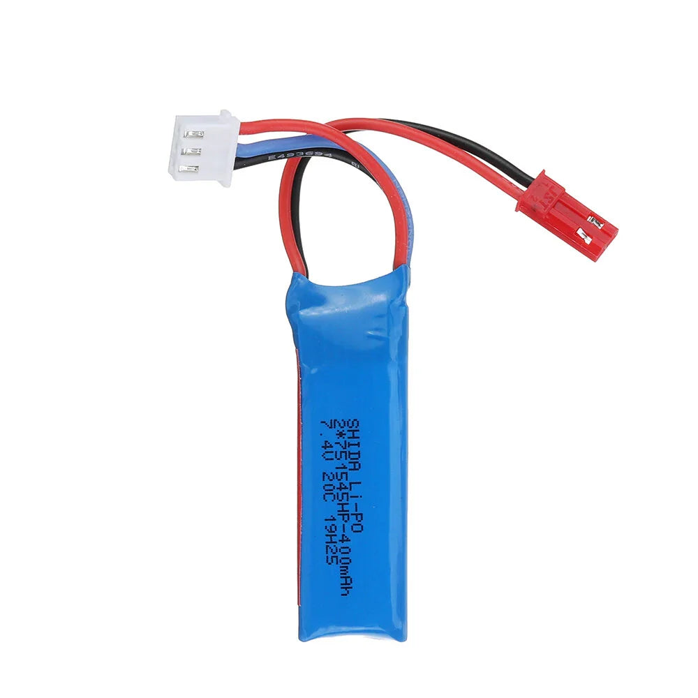 Wltoys 284161 284010 284131 K989-60 Original 7.4v 400mAh 20C 2S JST Plug Li-ion Battery for K969 K989 1/28 RC Car