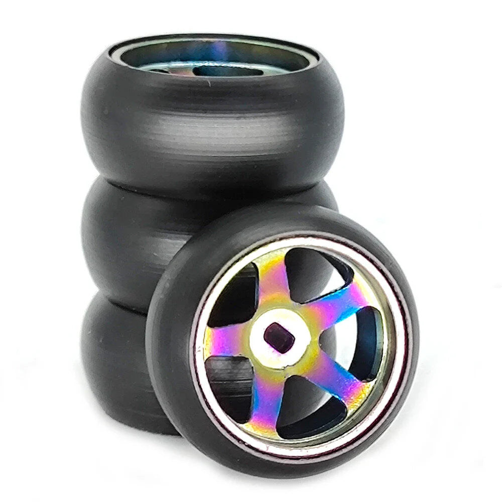 4PCS Drift Tires Wheels Metal Rims for Wltoys Mini-Q 1/28 K969 K989 P939 284131 On-Road RC Cars Vehicles Models Spare Parts D Versions