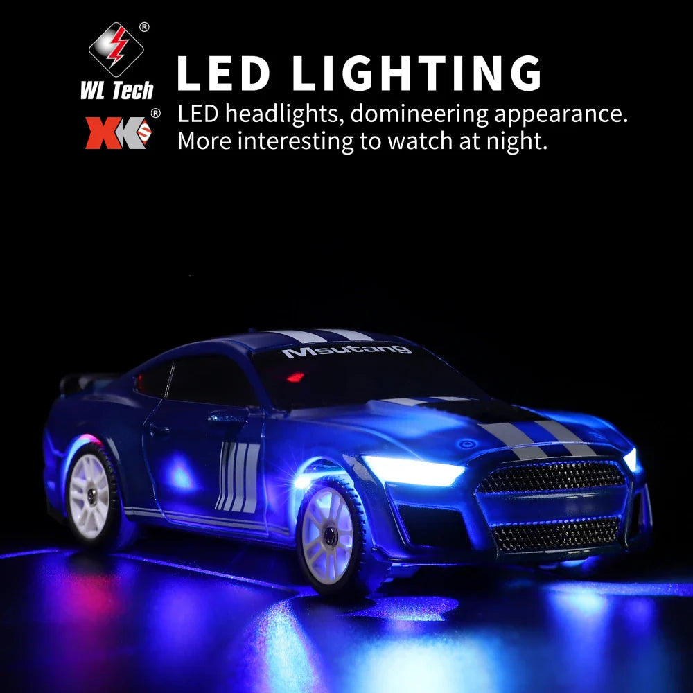 Wltoys K4308 RTR 1/43 2.4G 4WD Mini Drift RC Car with Gyro Self-Stabilizing Function LED Light Remote Control High Speed On-Road Racing Vehicle Model Boys Gifts Toys