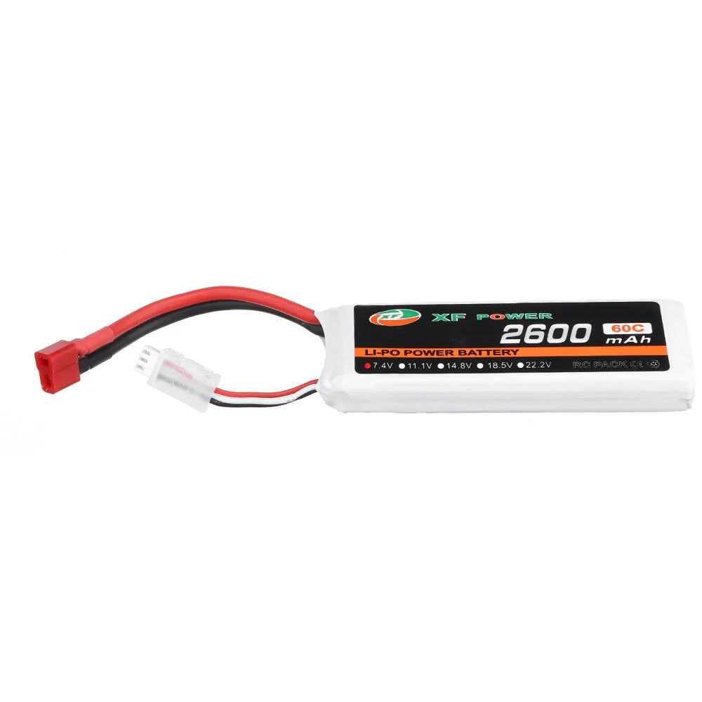 XF POWER 7.4V 2600mAh 60C 2S Lipo Battery T Plug for Wltoys 1/14 144001 RC Car Upgrade Parts