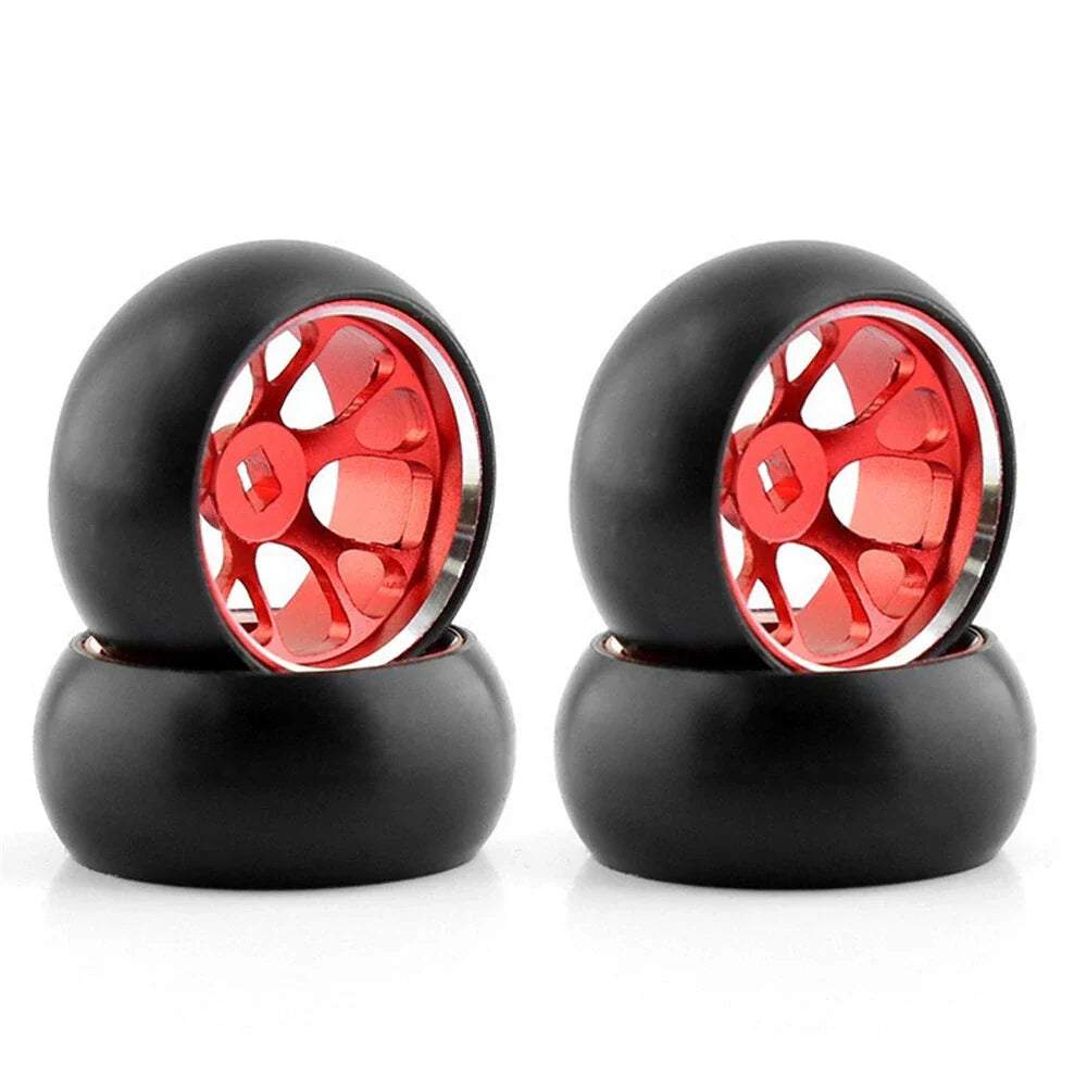 4PCS Drift Tires Wheels Metal Rims for Wltoys 284131 284161 284010 K989 K969 P939 284131 MINI-Q 1/28 RC Car Vehicles Model Parts B Versions