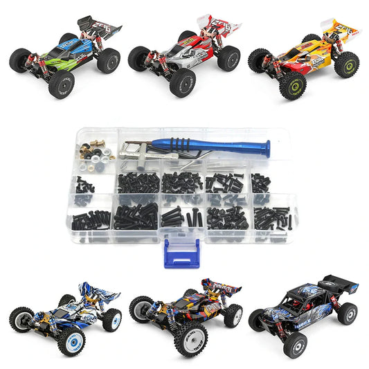 300pcs M2 M2.5 M3 Screw Fastener Kit Cross Sleeve Hex Wrench Swing Arm Pin Screws for Wltoys 144001 144010 124016 124017 124019 RC Car Parts
