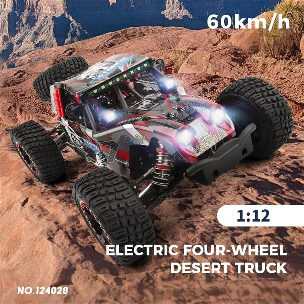 Wltoys 124028 RTR 1/12 2.4G 4WD 60km/h Brushless RC Car Desert Off-Road Truck Metal Chassis Full Proportional LED Light Vehicles Models Toys