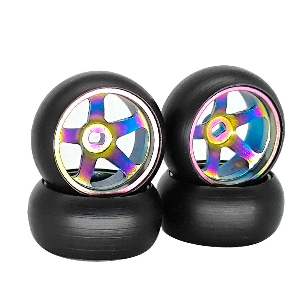 4PCS Drift Tires Wheels Metal Rims for Wltoys Mini-Q 1/28 K969 K989 P939 284131 On-Road RC Cars Vehicles Models Spare Parts D Versions