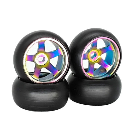 4PCS Drift Tires Wheels Metal Rims for Wltoys Mini-Q 1/28 K969 K989 P939 284131 On-Road RC Cars Vehicles Models Spare Parts D Versions