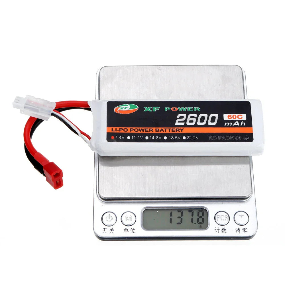 XF POWER 7.4V 2600mAh 60C 2S Lipo Battery T Plug for Wltoys 1/14 144001 RC Car Upgrade Parts