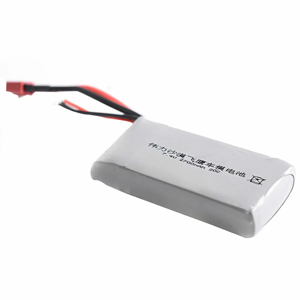2700mAh 2S 7.4V 20C Lipo Battery T Plug for WLtoys 12428 12429  High Speed Off-Road RC Car