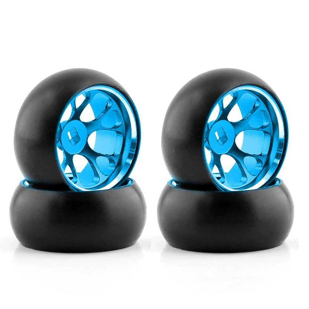 4PCS Drift Tires Wheels Metal Rims for Wltoys 284131 284161 284010 K989 K969 P939 284131 MINI-Q 1/28 RC Car Vehicles Model Parts B Versions