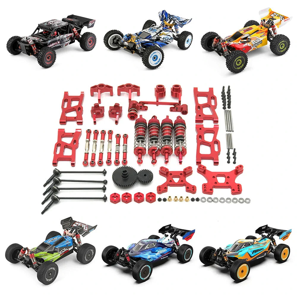 Metal Upgrade Parts WLtoys 144001 144010 124017 124019 Rlaarlo 1/14 1/12 AM X12 RC Car Shock Tower Arm Rod Kits