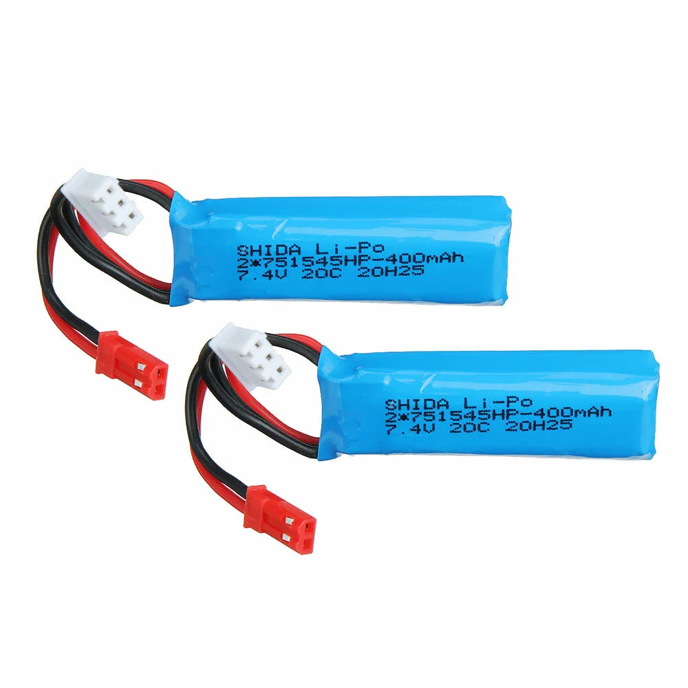 7.4V 400mAh 20C 2S LiPo Battery JST Plug for Wltoys P929 P939 K979 K989 K999 K969 RC Car