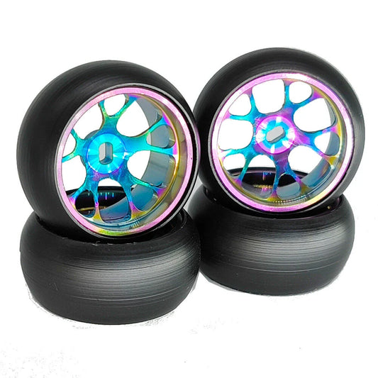 4PCS Drift Tires Wheels Metal Rims for Wltoys Mini-Q 1/28 K969 K989 P939 284131 On-Road RC Cars Vehicles Models Spare Parts B Versions