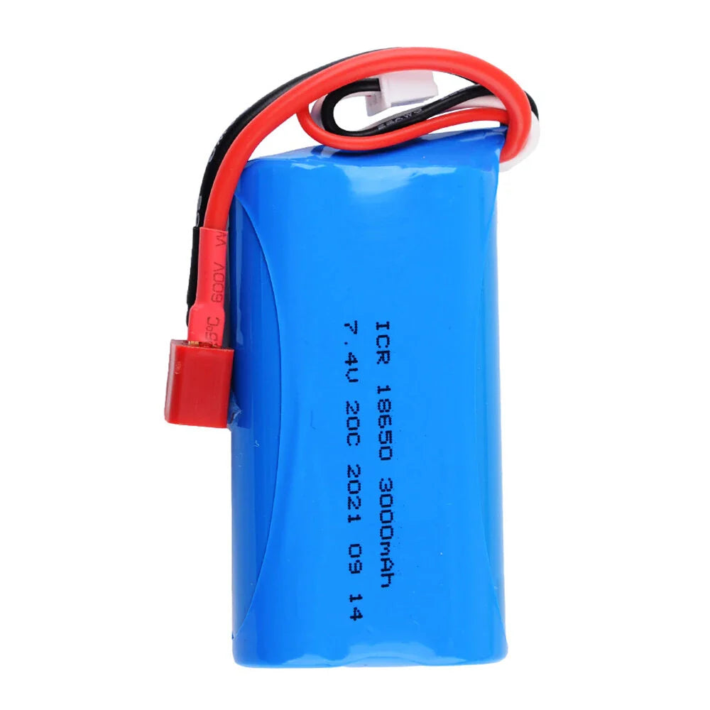 18650 7.4V 3000MAH 20C LiPo Battery T Plug for WLtoys 144001 RC Car