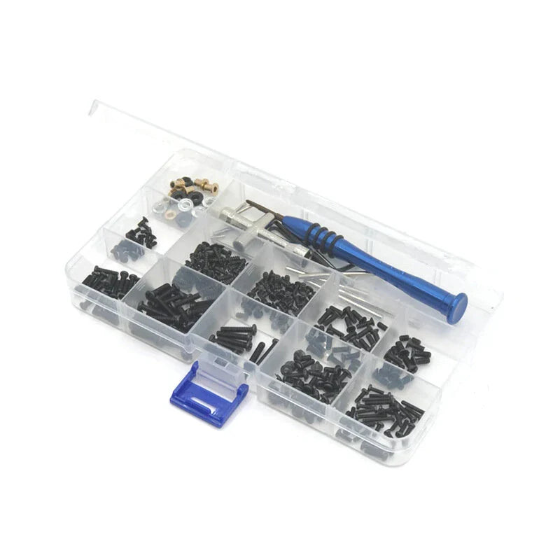 300pcs M2 M2.5 M3 Screw Fastener Kit Cross Sleeve Hex Wrench Swing Arm Pin Screws for Wltoys 144001 144010 124016 124017 124019 RC Car Parts