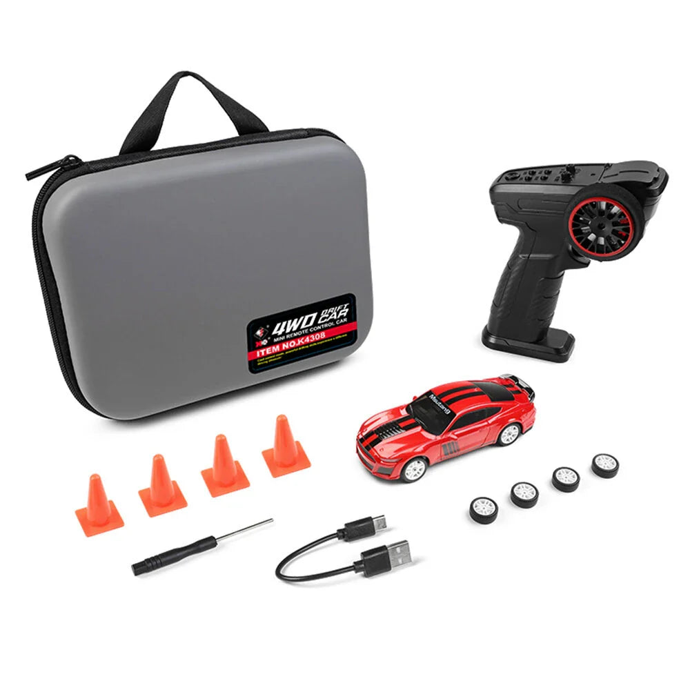 Wltoys K4308 RTR 1/43 2.4G 4WD Mini Drift RC Car with Gyro Self-Stabilizing Function LED Light Remote Control High Speed On-Road Racing Vehicle Model Boys Gifts Toys