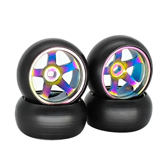 4PCS Drift Tires Wheels Metal Rims for Wltoys Mini-Q 1/28 K969 K989 P939 284131 On-Road RC Cars Vehicles Models Spare Parts D Versions