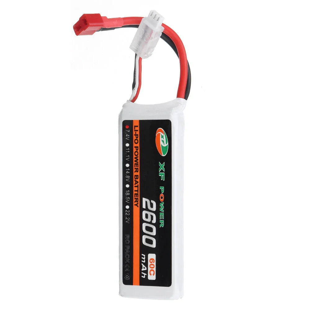 XF POWER 7.4V 2600mAh 60C 2S Lipo Battery T Plug for Wltoys 1/14 144001 RC Car Upgrade Parts