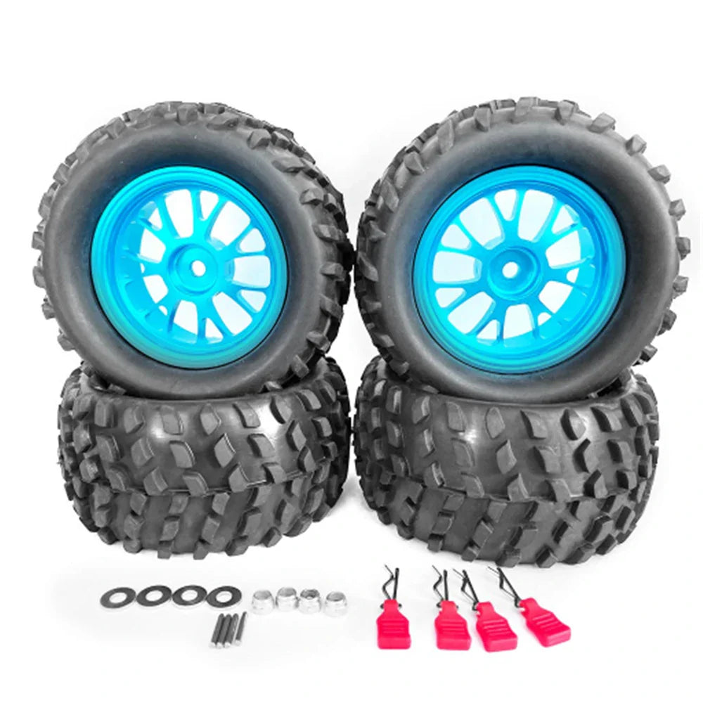 4PCS Upgrade Larger 75mm/82mm Tires Wheels Metal Rims 12mm Hex for Wltoys 144001 144010 124018 124019 RC Car Vehicles Parts