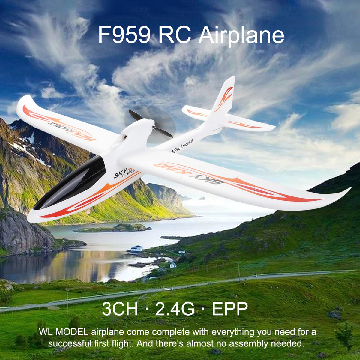 WLtoys F959S RC Airplane 3CH 2.4GHz Gyro Glider