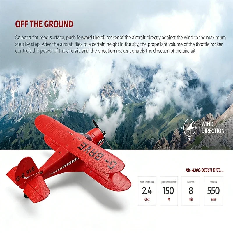 WLtoys A300 RC Airplane Beech D17S Biplane – Brushless 3D/6G