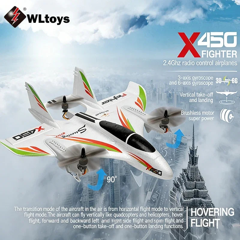 WLtoys X450 6CH Brushless RC Plane – 3D/6G VTOL Aerobatic Aircraft