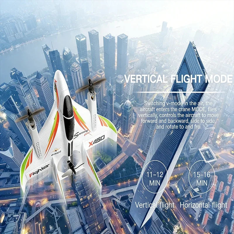 WLtoys X450 6CH Brushless RC Plane – 3D/6G VTOL Aerobatic Aircraft