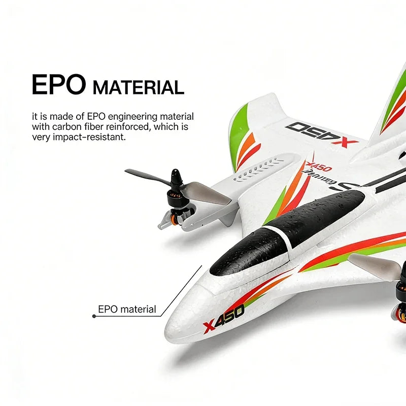 WLtoys X450 6CH Brushless RC Plane – 3D/6G VTOL Aerobatic Aircraft