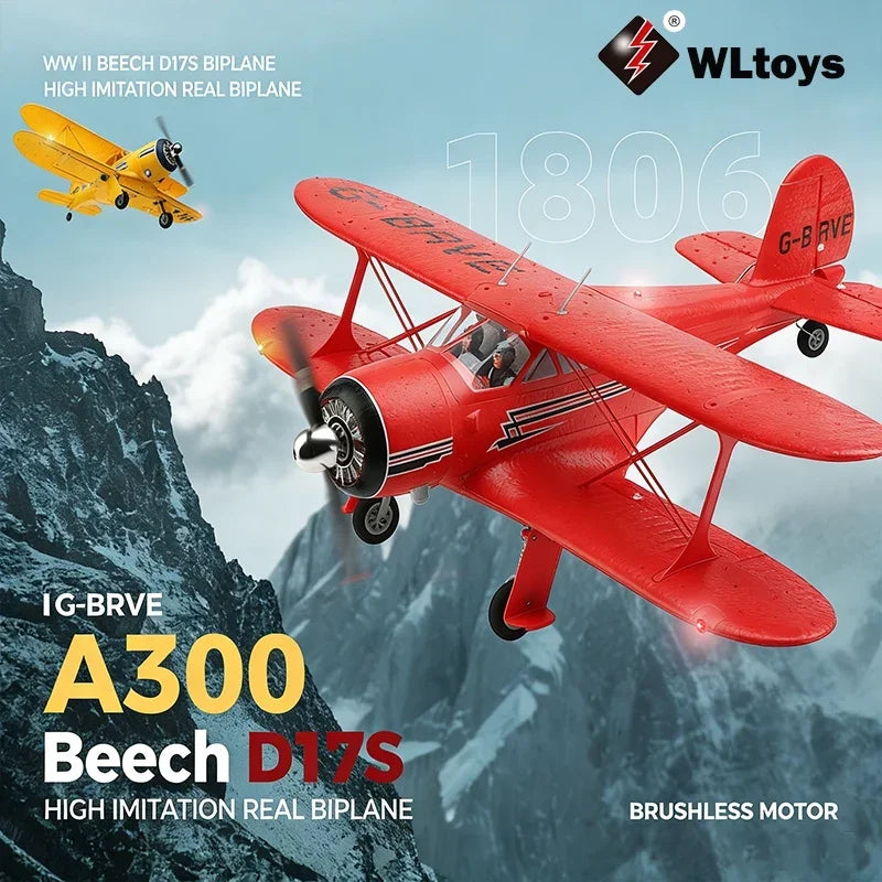 WLtoys A300 RC Airplane Beech D17S Biplane – Brushless 3D/6G