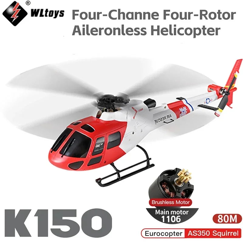 WLtoys K150-AS350 AS350 RC Helicopter – 4CH Brushless 6G