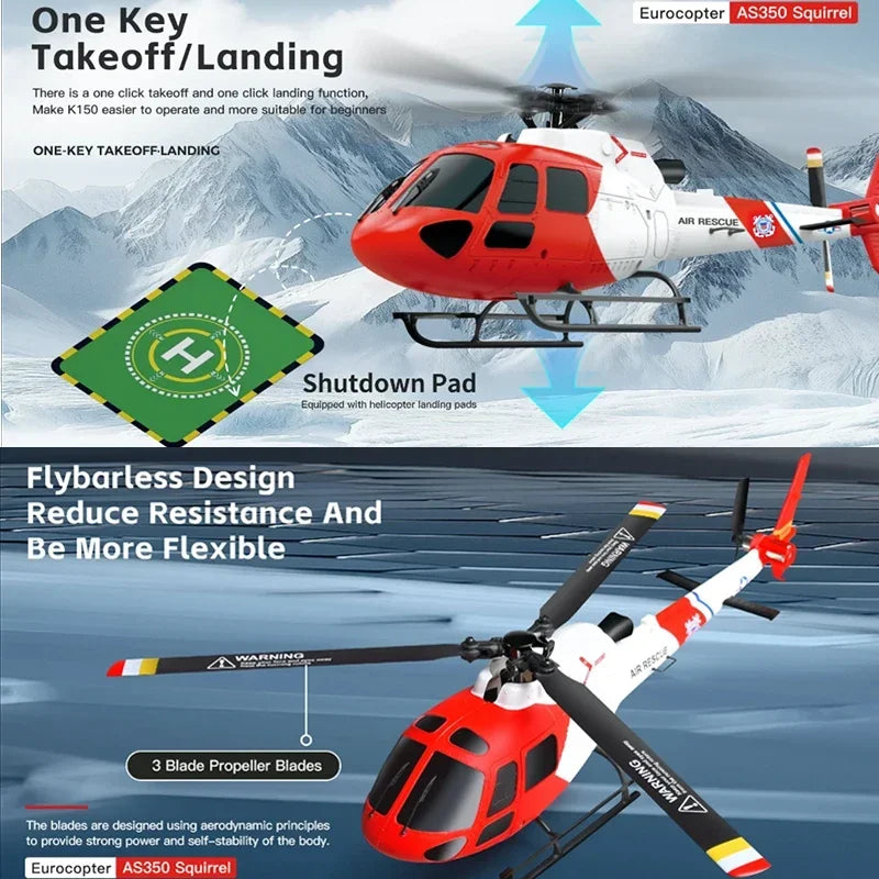 WLtoys K150-AS350 AS350 RC Helicopter – 4CH Brushless 6G