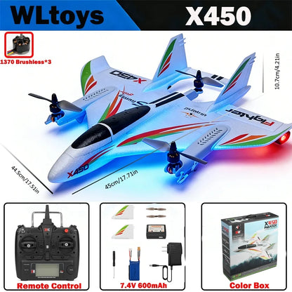 WLtoys X450 6CH Brushless RC Plane – 3D/6G VTOL Aerobatic Aircraft