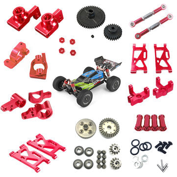 Wltoys 144001 1/14 Upgrade Metal RC Car Parts Swing Arm C Seat Connector Steering Cup Rear Wheel Seat Rod Gear Red