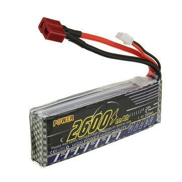 Power Upgraded 7.4V 2600mAh 25C 2S Lipo Battery for Wltoys 144001 144010 124016 124017 124018 124019 1/12 1/14 RC Car Vehicles Parts