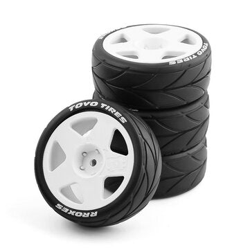 4PCS Rally Drift On-Road Tires Wheels 12mm Hex for 1/10 HPI KYOSHO TAMIYA TT02 Wltoys 144001 144010 124017 124018 124019 RC Car Vehicles Model Parts